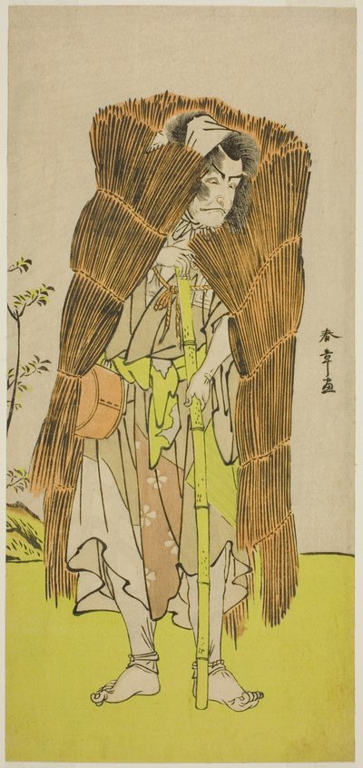 El Actor Ichikawa Ebizo III como Akushichibyoe Kagekiyo Disfrazado de Mendigo en la Obra Kamuri Kotoba Soga no Yukari, Representada en el Teatro Ichimura en el Primer Mes, 1776 de Katsukawa Shunsho