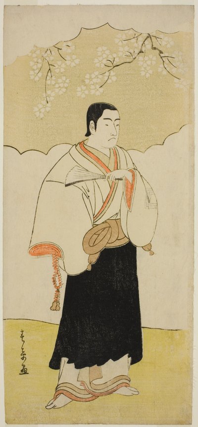 El actor Ichikawa Monnosuke II como el monje Renseibo en la obra Hatsumombi Kuruwa Soga, presentada en el Teatro Nakamura en el tercer mes de 1780 de Katsukawa Shunsho