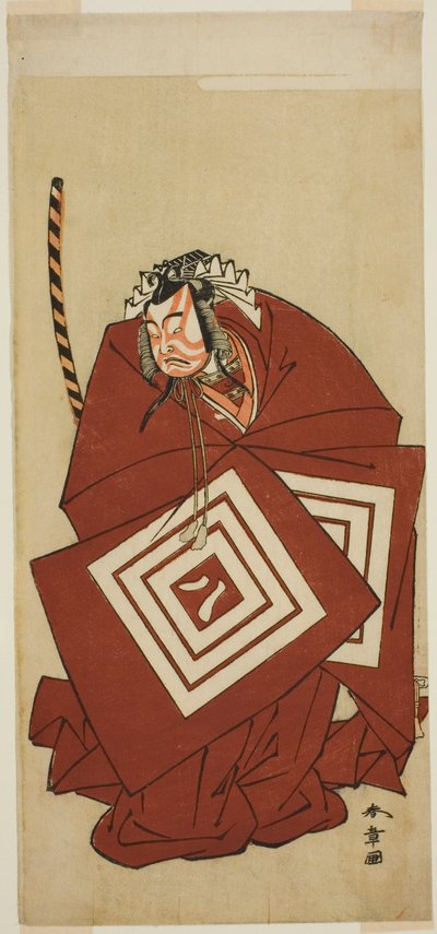 El actor Ichikawa Yaozo II como Hachio-maru Aratora en la obra Chigo Sakura Jusan Kane, representada en el Teatro Ichimura en el undécimo mes, 1774 de Katsukawa Shunsho