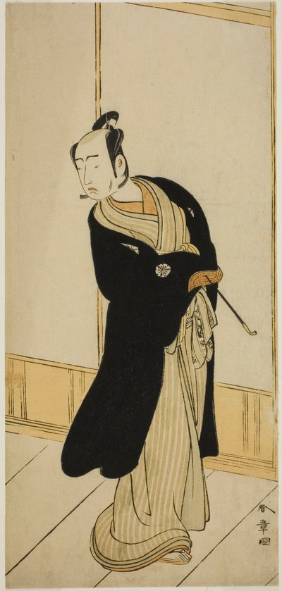 El actor Matsumoto Koshiro IV como Izutsu Onnanosuke (?) en la obra Keisei Tsuki no Miyako (?), representada en el Teatro Morita (?) en el noveno mes de 1775 (?) de Katsukawa Shunsho