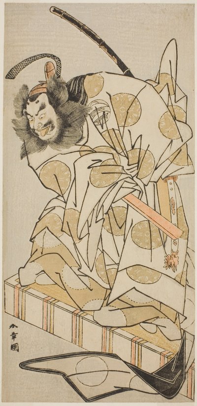 El Actor Nakajima Mihoemon II como Bomon no Saisho Kiyotada en la Obra Oyafune Taiheiki, Representada en el Teatro Ichimura en el Undécimo Mes, 1775 de Katsukawa Shunsho