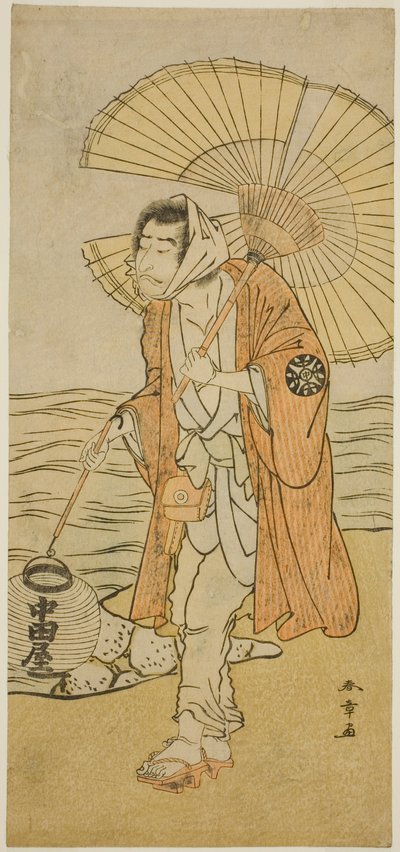 El actor Nakamura Nakazo I como el monje renegado Dainichibo en la obra Edo Meisho Midori Soga, representada en el Teatro Morita en el primer mes, 1779 de Katsukawa Shunsho