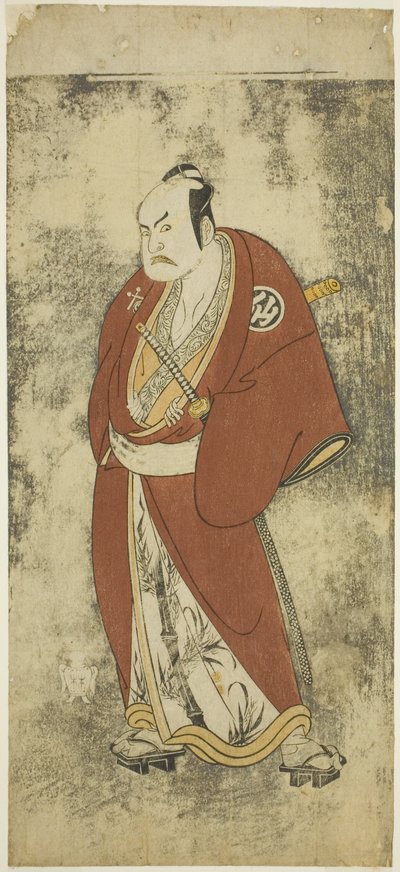 El Actor Nakamura Sukegoro II como Kaminari Shokuro en el Joruri "Gonin Otoko" (Cinco Comunes Caballerosos), Interpretado como Un Acto en el Ayatsuri Kabuki Ogi (Dominio del Abanico en Kabuki), Realizado en el Teatro Nakamura desde el Día Veinte del Séptim de Katsukawa Shunsho