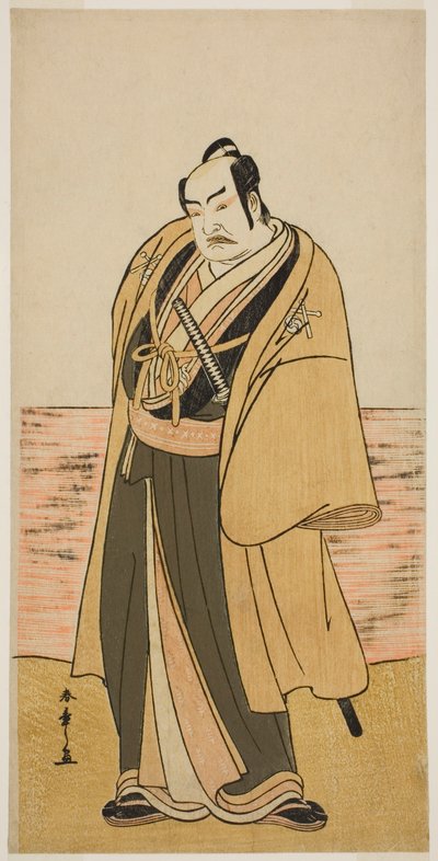 El actor Nakamura Sukegoro II como Kaminari Shokuro en la obra Hatsumombi Kuruwa Soga, representada en el Teatro Nakamura en el segundo mes, 1780 de Katsukawa Shunsho