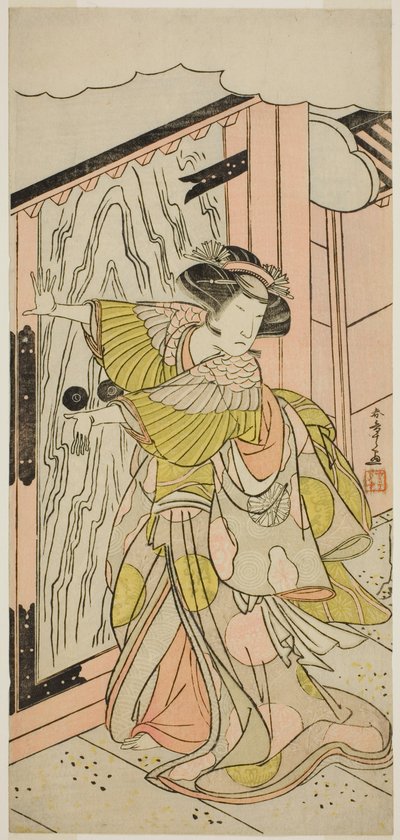 El Actor Nakamura Tomijuro I como Lady Hangaku (Hangaku Gozen) en la Obra Wada-gassen Onna Maizuru, Representada en el Teatro Nakamura en el Séptimo Mes, 1777 de Katsukawa Shunsho
