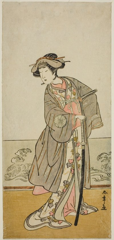 El actor Nakamura Tomijuro I como Lady Hangaku en la obra Wada-gassen Onna Maizuru, representada en el Teatro Nakamura en el séptimo mes de 1777 de Katsukawa Shunsho