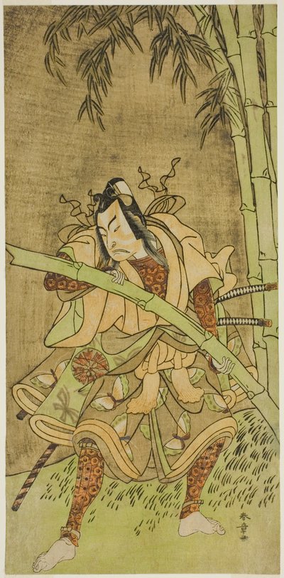 El Actor Nakamura Tomijuro I como Takenuki Goro en la Obra Eho Soga Nen-nen-goyomi, Representada en el Teatro Morita en el Primer Mes, 1771 de Katsukawa Shunsho