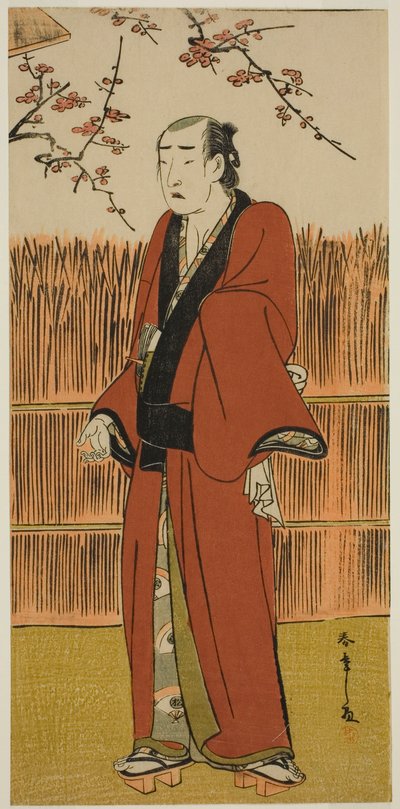 El actor Onoe Matsusuke I como Baramon no Kichi en la obra Hatsumombi Kuruwa Soga, representada en el Teatro Nakamura en el primer mes, 1780 de Katsukawa Shunsho