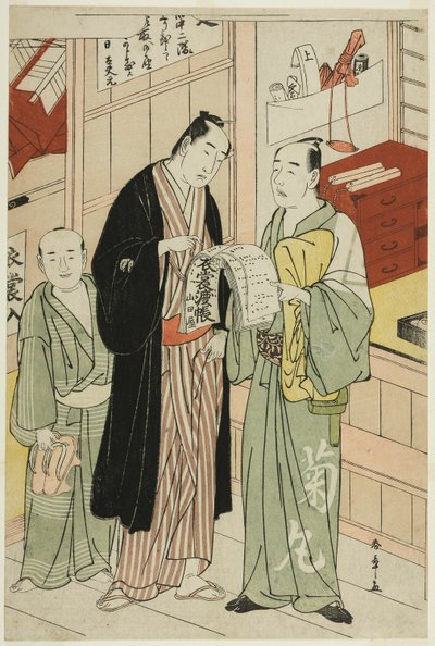 El Actor Onoe Matsusuke I en el Vestuario de un Teatro de Katsukawa Shunsho