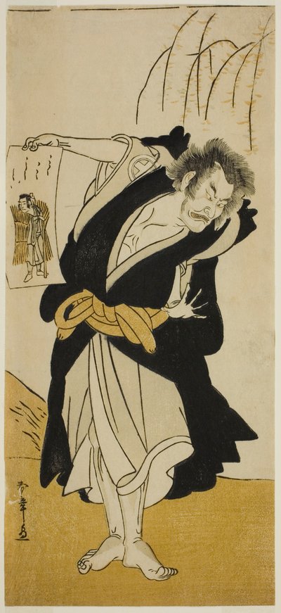 El Actor Otani Hiroemon III como el Monje Renegado Dainichibo en la Obra Tsukisenu Haru Hagoromo Soga, Representada en el Teatro Ichimura en el Tercer Mes, 1777 de Katsukawa Shunsho
