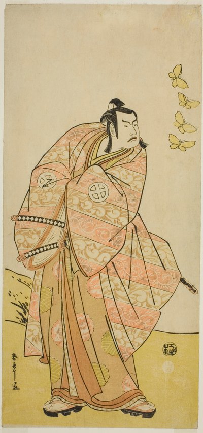 El Actor Otani Hiroji III como Makino Arataro Tokizumi en la obra Hana no O-Edo Masakado Matsuri, representada en el Teatro Ichimura en el undécimo mes, 1789 de Katsukawa Shunsho