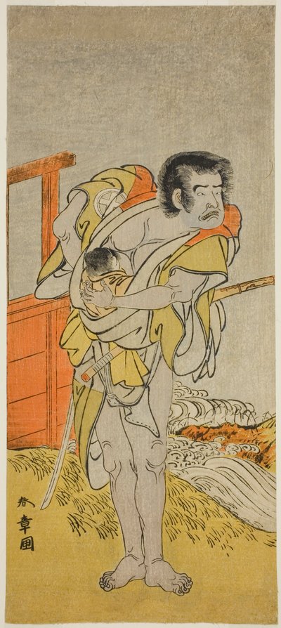 El Actor Otani Tomoemon I como Kasahari Hokkyo en la Obra Kazoe Uta Ta Ue Soga, Representada en el Teatro Nakamura en el Primer Mes, 1776 de Katsukawa Shunsho