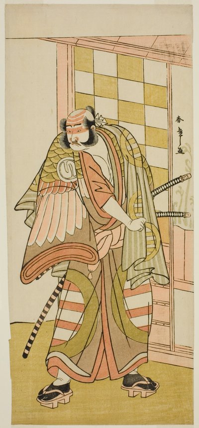 El actor Sawamura Sojuro III como Kobayashi no Asahina Saburo en la obra Kuruwagayoi Komachi Soga, representada en el Teatro Nakamura en el segundo mes de 1781 de Katsukawa Shunsho