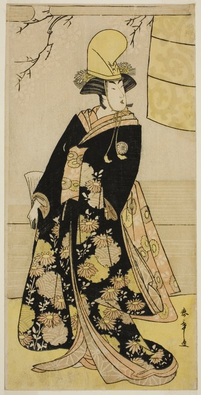 El actor Segawa Kikunojo III como un bailarín Shirabyoshi en Musume Dojo-ji en la obra Edo no Hana Mimasu Soga, representada en el Teatro Nakamura en el cuarto mes, 1783 de Katsukawa Shunsho