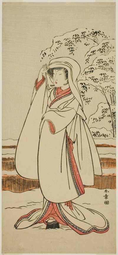 El actor Segawa Tomisaburo I como la Doncella Garza (Sagi Musume) de Katsukawa Shunsho