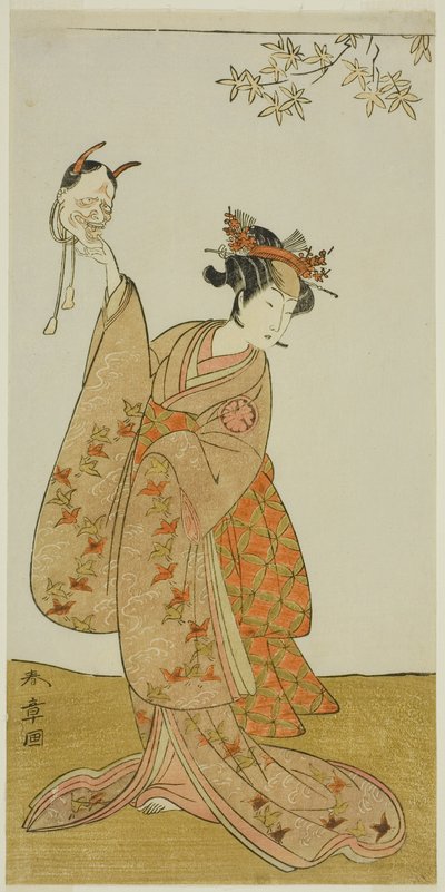 El actor Segawa Yujiro I como Matsukaze, hermana de Togashi no Saemon, en la obra Gohiiki Kanjincho, representada en el Teatro Nakamura desde el primer día del undécimo mes, 1773 de Katsukawa Shunsho