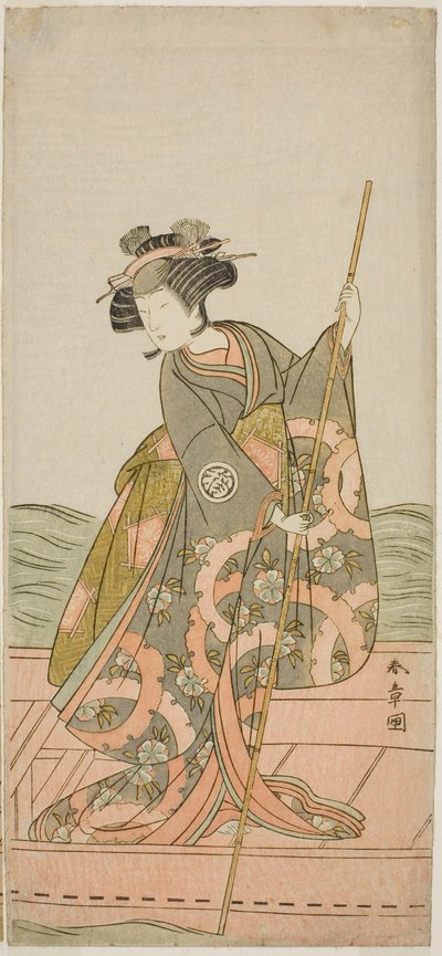 El actor Yoshizawa Iroha I como la Princesa Yosooi (Yosooi Hime) en la obra Kikujido Shuen no Iwaya, representada en el Teatro Morita en el undécimo mes de 1775 de Katsukawa Shunsho