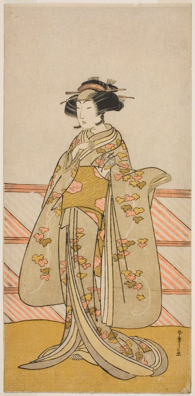 El Actor Yoshizawa Iroha I como Tamamo no Mae (?) en la Obra Sakuya Kono Hana no Kaomise (?), Representada en el Teatro Nakamura (?) en el Mes Once, 1776 (?) de Katsukawa Shunsho