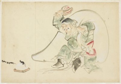 Daikoku, Dios de la Felicidad, con su mazo mágico de Katsushika (school of) Hokusai
