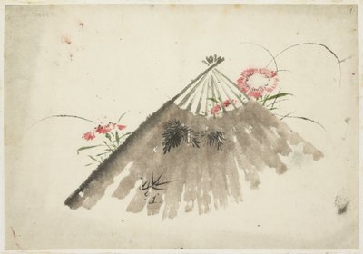 Abanico descartado entre claveles de Katsushika (school of) Hokusai