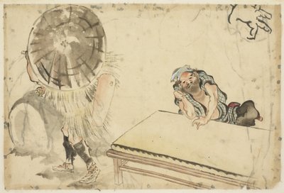 Fabricante de mochi y fabricante de tatami (dos bocetos), c.1815-1849 de Katsushika (school of) Hokusai