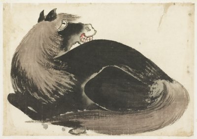 Caballo reclinado de Katsushika (school of) Hokusai