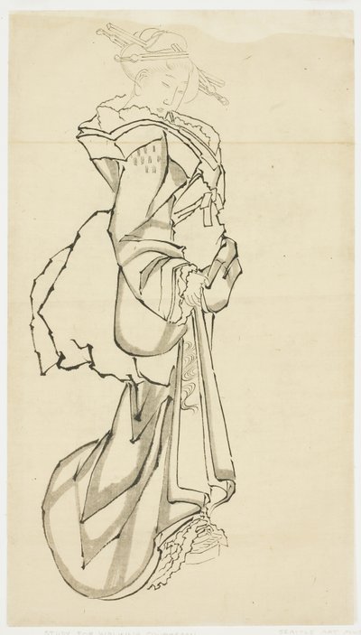 Cortesana Caminando (estudio), c.1815-1849 de Katsushika (school of) Hokusai