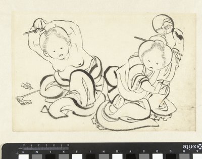 Dos mujeres cortándose el pelo de attributed to Katsushika Hokusai