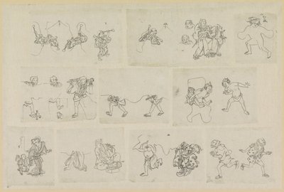 Once representaciones diferentes de personas de Katsushika Hokusai (possibly)