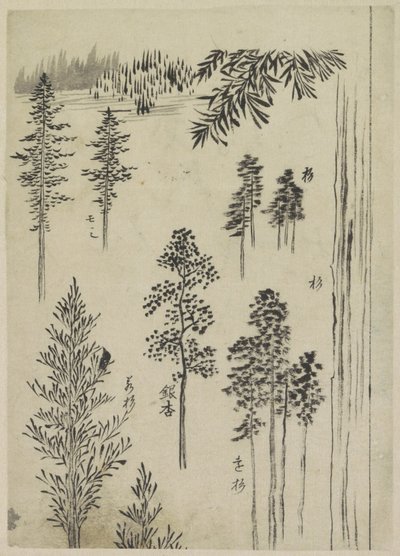 paisaje con arboles de Katsushika Hokusai (possibly)