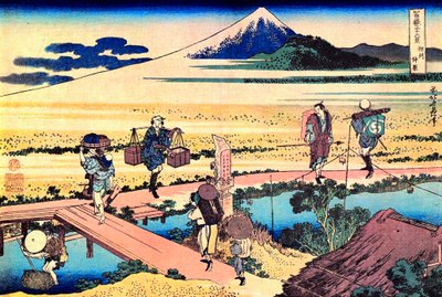 36 vues du Mont Fuji, Japón: vue de Nakahara dans la provincia Sagami, Japón --Estampe de Katsushika Hokusai (1760-1849) (ecole ukiyo-e) 1830-1833 Estado A Museo Pushkin de Bellas Artes, Moscou de Katsushika Hokusai