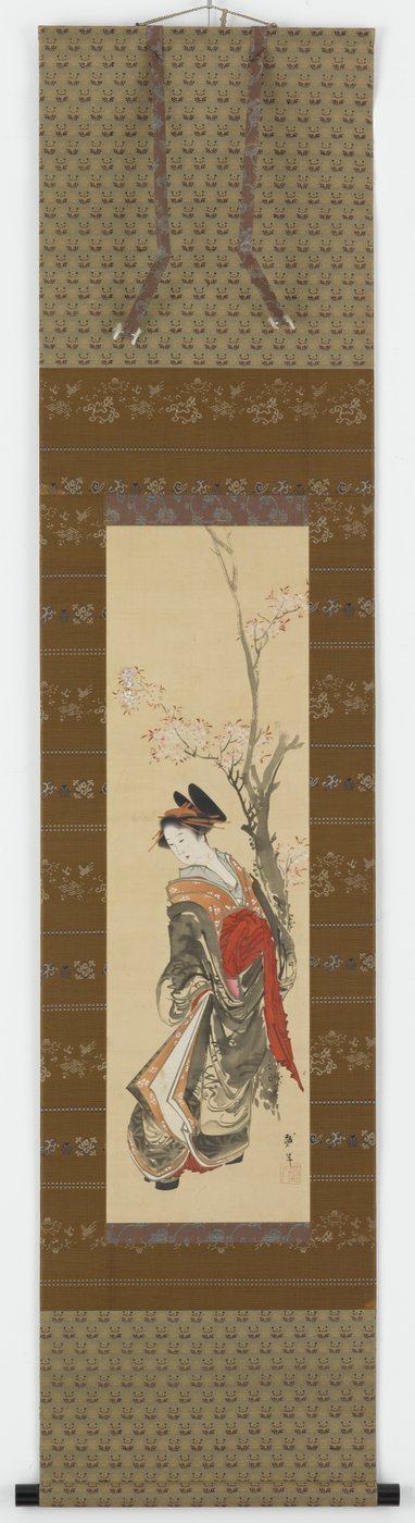 Una cortesana bajo un cerezo, finales del siglo XVIII-principios del XIX de Katsushika Hokusai