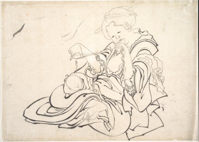 Una mujer y un bebé de Katsushika Hokusai