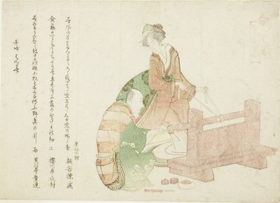 Un tornero y su asistente, de la serie "Treinta y seis poetas como artesanos (Shokunin sanjurokuban)" de Katsushika Hokusai