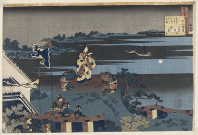 Abe no Nakamaro mirando la luna Abe no Nakamaro (título sobre objeto) Poemas de cada uno de los 100 poetas, explicados por la nodriza. (título de la serie) Hyakunin isshu uba ga etoki (título de la serie sobre el objeto) de Katsushika Hokusai