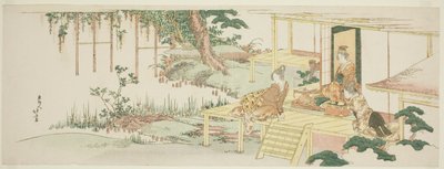 Admirando la glicinia de Katsushika Hokusai