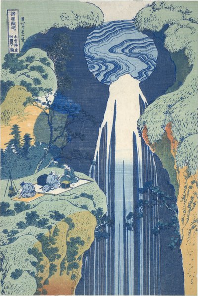 Cascada de Amida en lo profundo de la distancia en Kiso Road, de la serie Tour de cascadas en varias provincias de Katsushika Hokusai