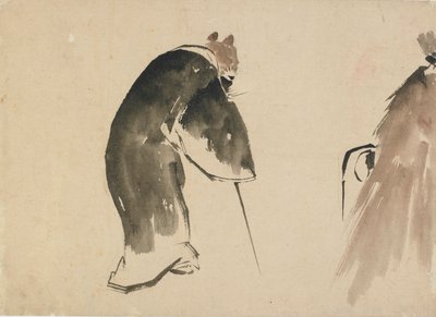 Un ratón viejo vestido con una túnica negra, finales del siglo XVIII-principios del siglo XIX de Katsushika Hokusai