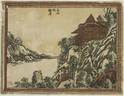 Luna de otoño en Ishiyama de la serie Ocho vistas de Omi en estilo aguafuerte de Katsushika Hokusai