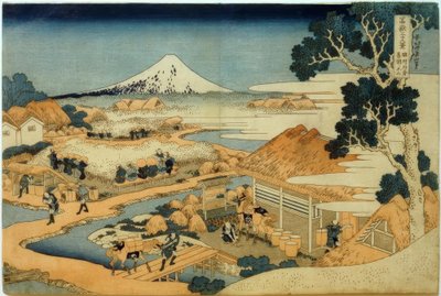 Monte Fuji, visto desde la plantación de té en Katakura, provincia de Suruga de Katsushika Hokusai