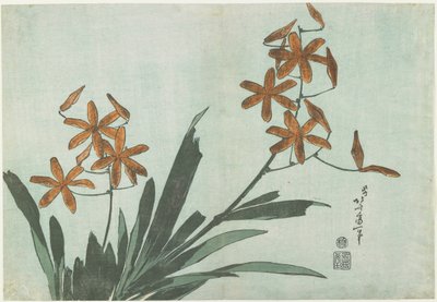 Lirios de mora, c. 1832 de Katsushika Hokusai