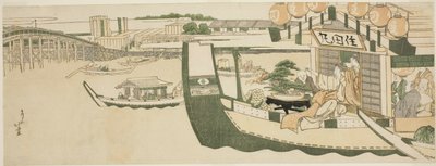 Fiestas en Barco en el Río Sumida de Katsushika Hokusai
