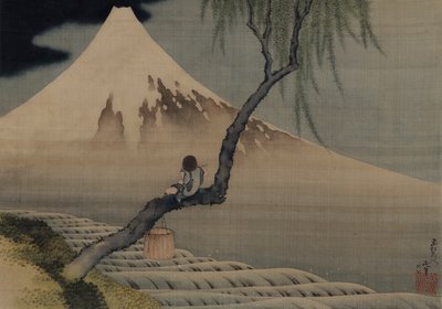 Niño viendo el Monte Fuji, 1839 de Katsushika Hokusai