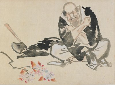 Alegoría budista de un sacerdote quemando ramas de cerezo, finales del siglo XVIII-principios del siglo XIX de Katsushika Hokusai