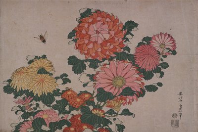 Crisantemos y tábanos de Katsushika Hokusai