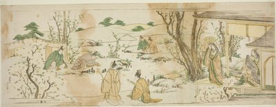 Evento cortesano modelado en la Reunión de Lanting de Katsushika Hokusai