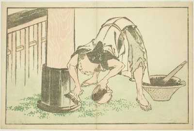 Artesano trabajando en el templo, del Libro de Pinturas Realistas de Hokusai de Katsushika Hokusai