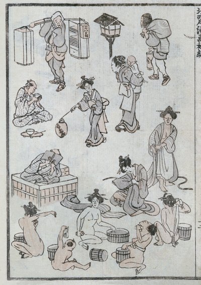 Gestos de la vida diaria, de un Manga de Katsushika Hokusai