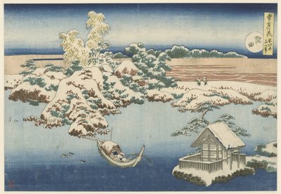 El río Sumida en la nieve Sumida (título sobre objeto) Nieve, luna y flores (título de la serie) Setsugekka (título de la serie sobre el objeto) de Katsushika Hokusai