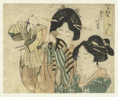 El pulidor de espejos Kagamitogi (título sobre objeto) Interludio cómico (título de la serie en el objeto) Noroma kyôgen (título de serie sobre objeto) de Katsushika Hokusai